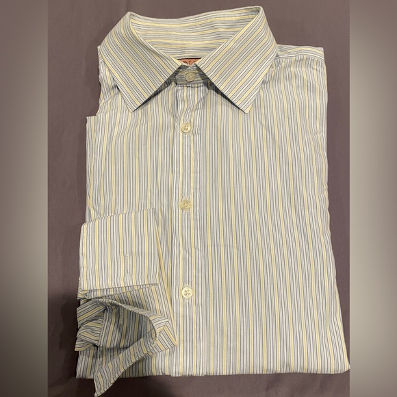 Thomas Pink French cuff shirt 16.5 blue / yellow stripe - Picture 1 of 10